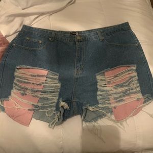 Ripped denim shorts